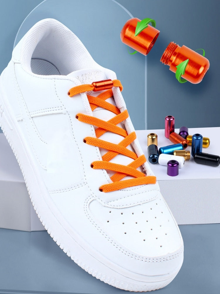2021 New Elastic No Tie Shoe laces Flat Shoelaces For Kids and Adult Sneakers Shoelace Quick Lazy Metal Lock Laces Shoe Strings